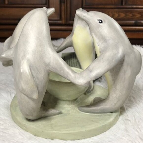 Vintage Penco Circles of the World Stoneware Dolphins Candle/Incense Holder - Picture 3 of 12